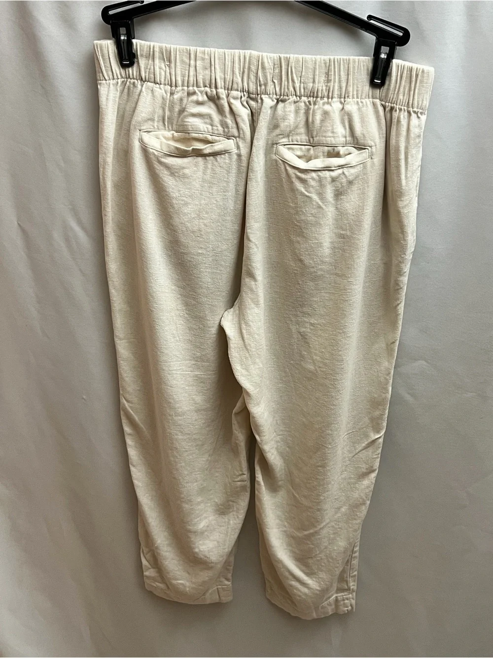 LOFT Outlet High Rise Straight Linen Blend Tan Pants Womens M